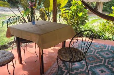 The dining gazebo, Balance Point Wellness Belize, Bullet Tree Falls